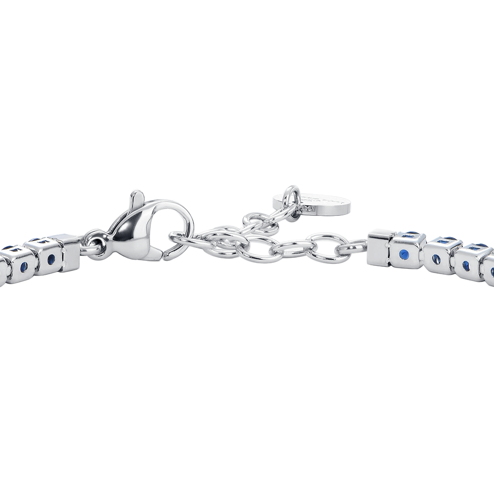 BRACCIALE UOMO IN ACCIAIO CON ZIRCONI BLU E BIANCHI
