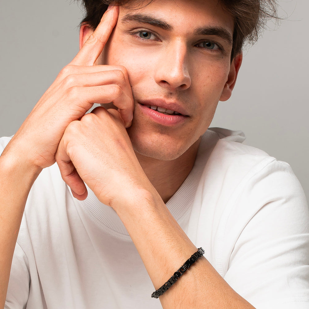 BRACCIALE UOMO IN ACCIAIO IP NERO