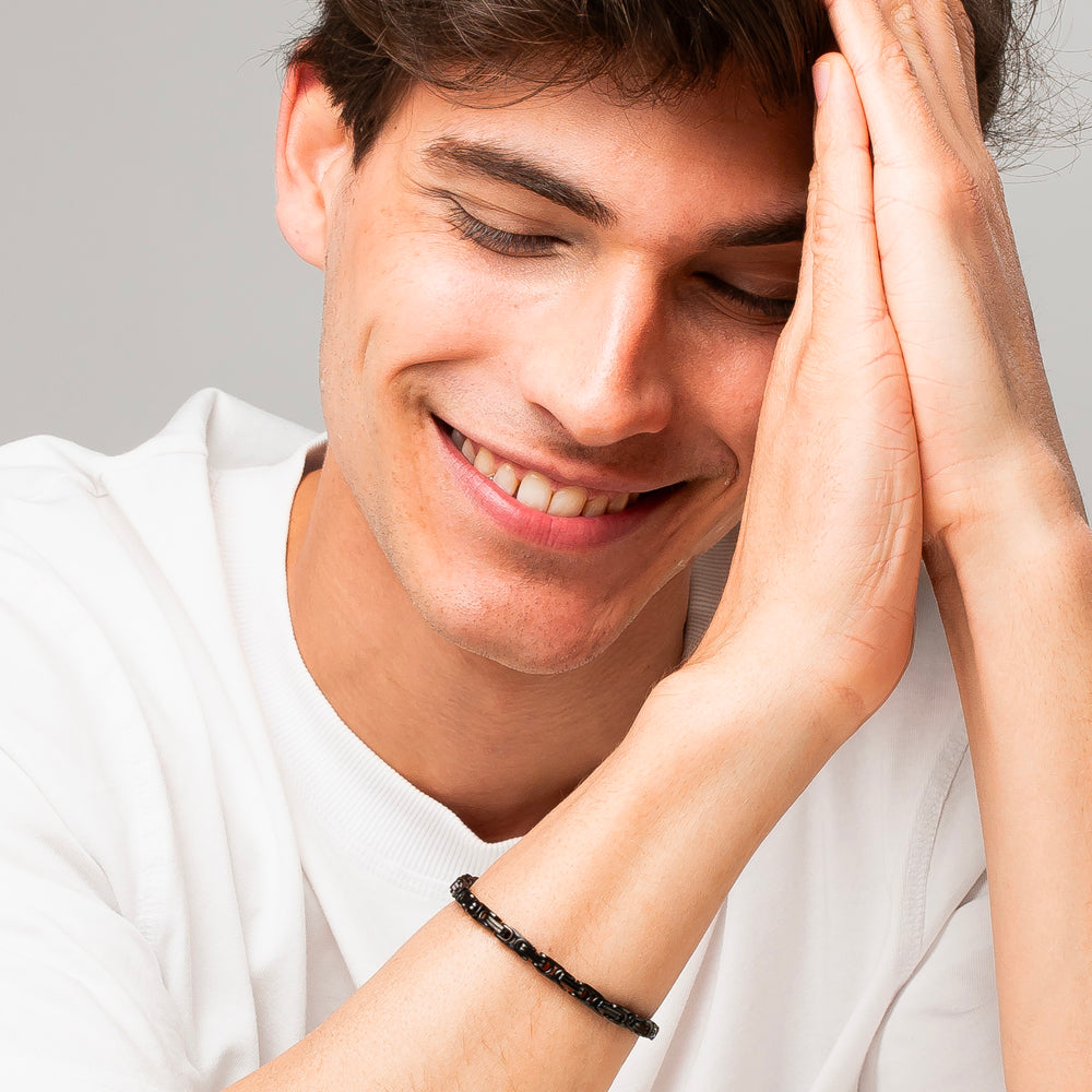 BRACCIALE UOMO IN ACCIAIO IP NERO
