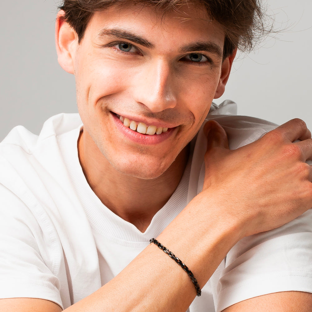 BRACCIALE UOMO IN ACCIAIO IP NERO