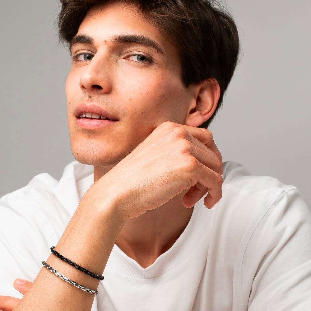 BRACCIALE UOMO IN ACCIAIO IP NERO