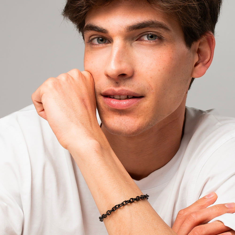 BRACCIALE UOMO IN ACCIAIO IP NERO