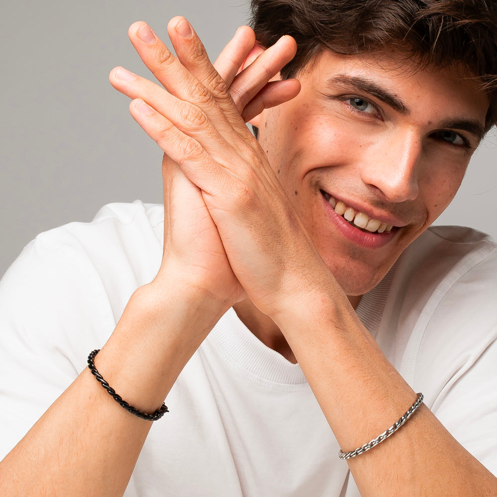 BRACCIALE UOMO IN ACCIAIO IP NERO