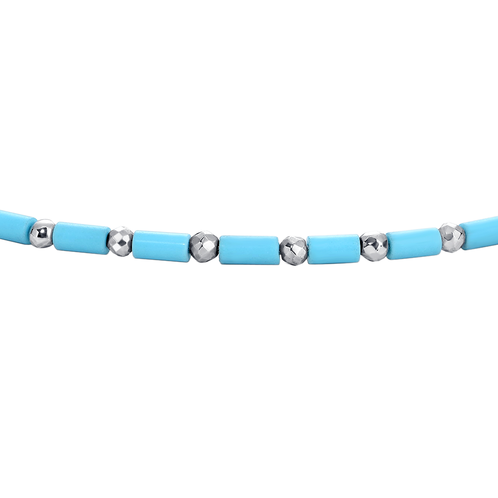 BRACCIALE UOMO IN ACCIAIO CON PIETRE TURCHESU ED EMATITE
