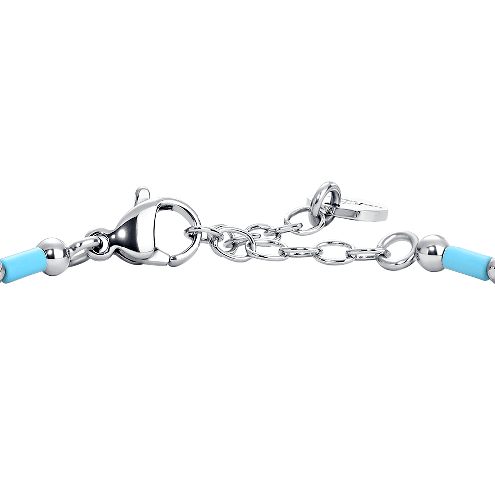 BRACCIALE UOMO IN ACCIAIO CON PIETRE TURCHESU ED EMATITE