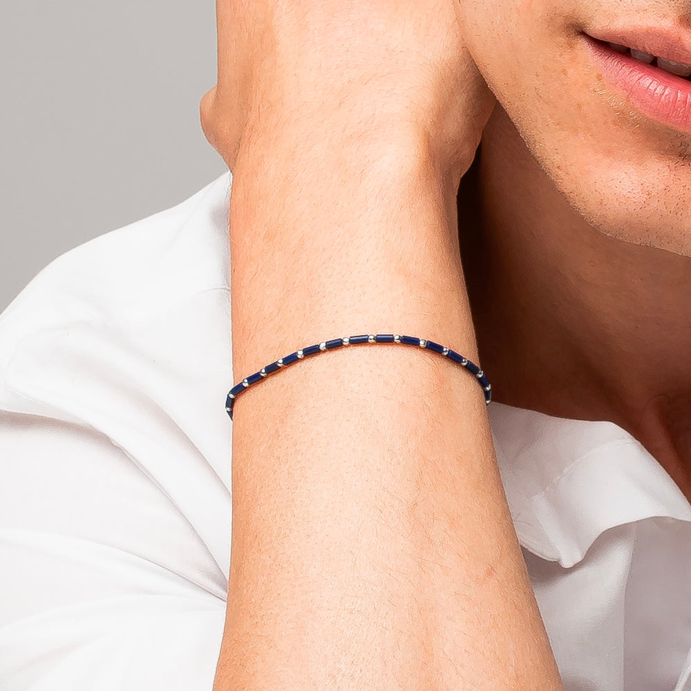 BRACCIALE UOMO IN ACCIAIO CON PIETRA LAPIS ED EMATITE