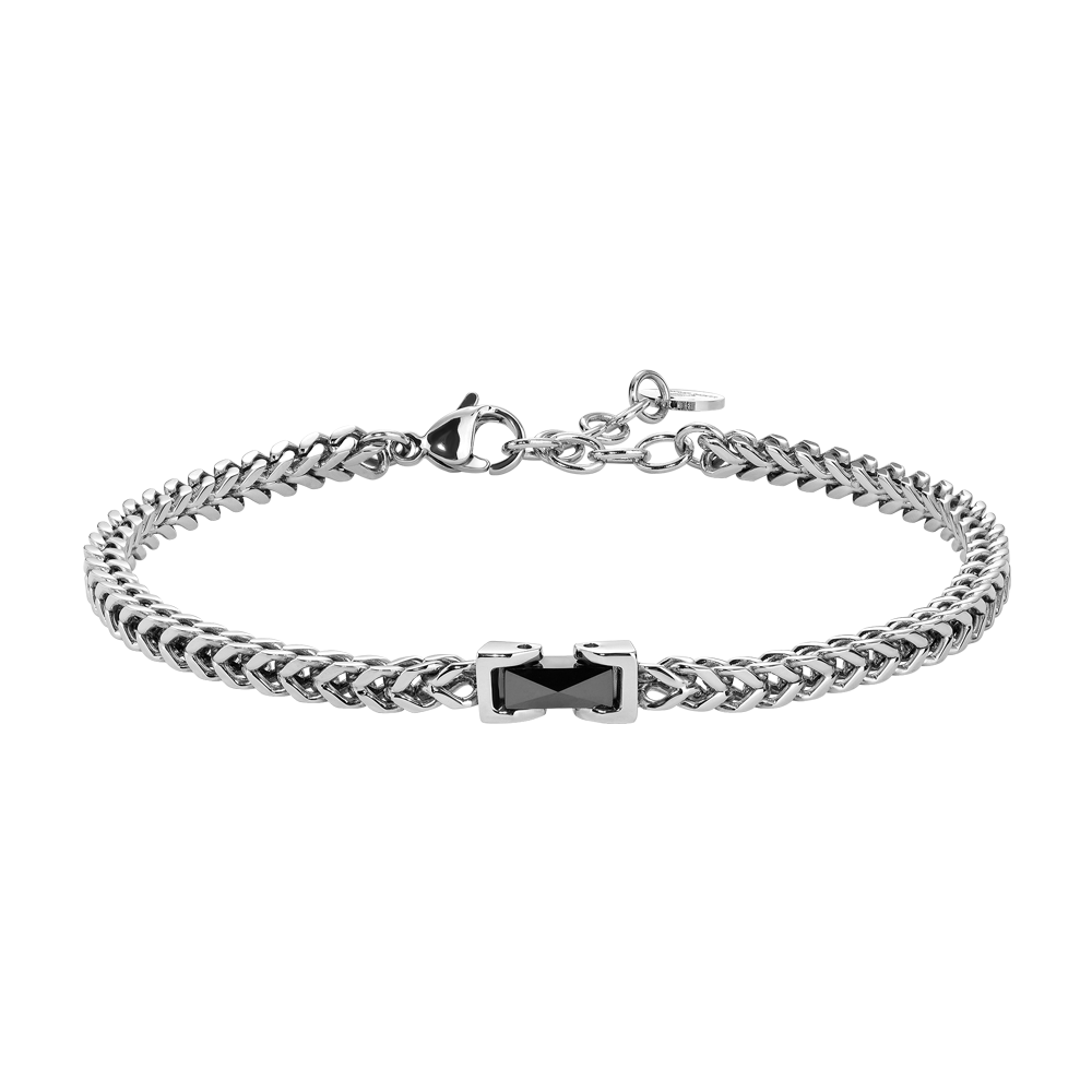 BRACCIALE UOMO IN ACCIAIO CON ELEMENTO CENTRALE IN CERAMICA NERA