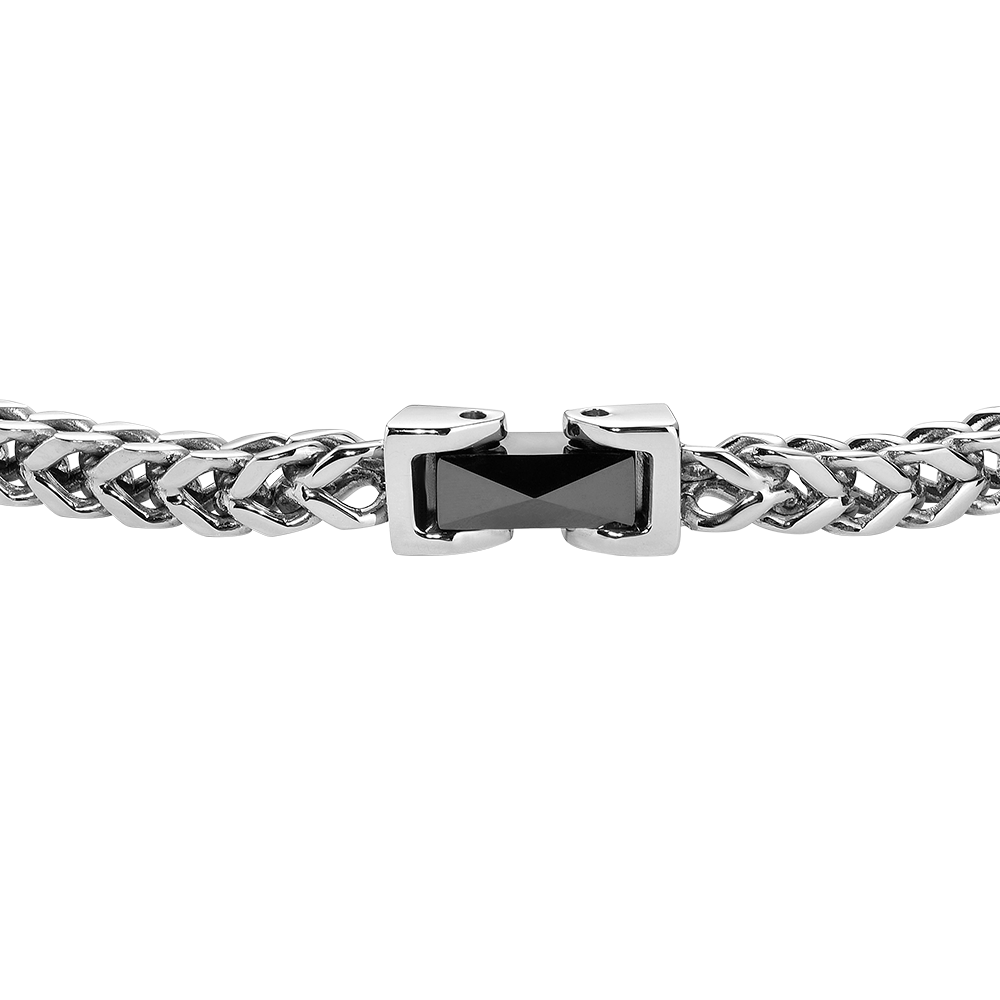 BRACCIALE UOMO IN ACCIAIO CON ELEMENTO CENTRALE IN CERAMICA NERA