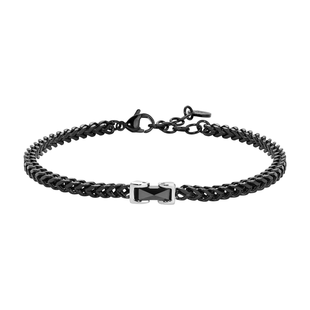 BRACCIALE UOMO IN ACCIAIO IP NERO CON ELEMENTO CENTRALE IN CERAMICA NERA