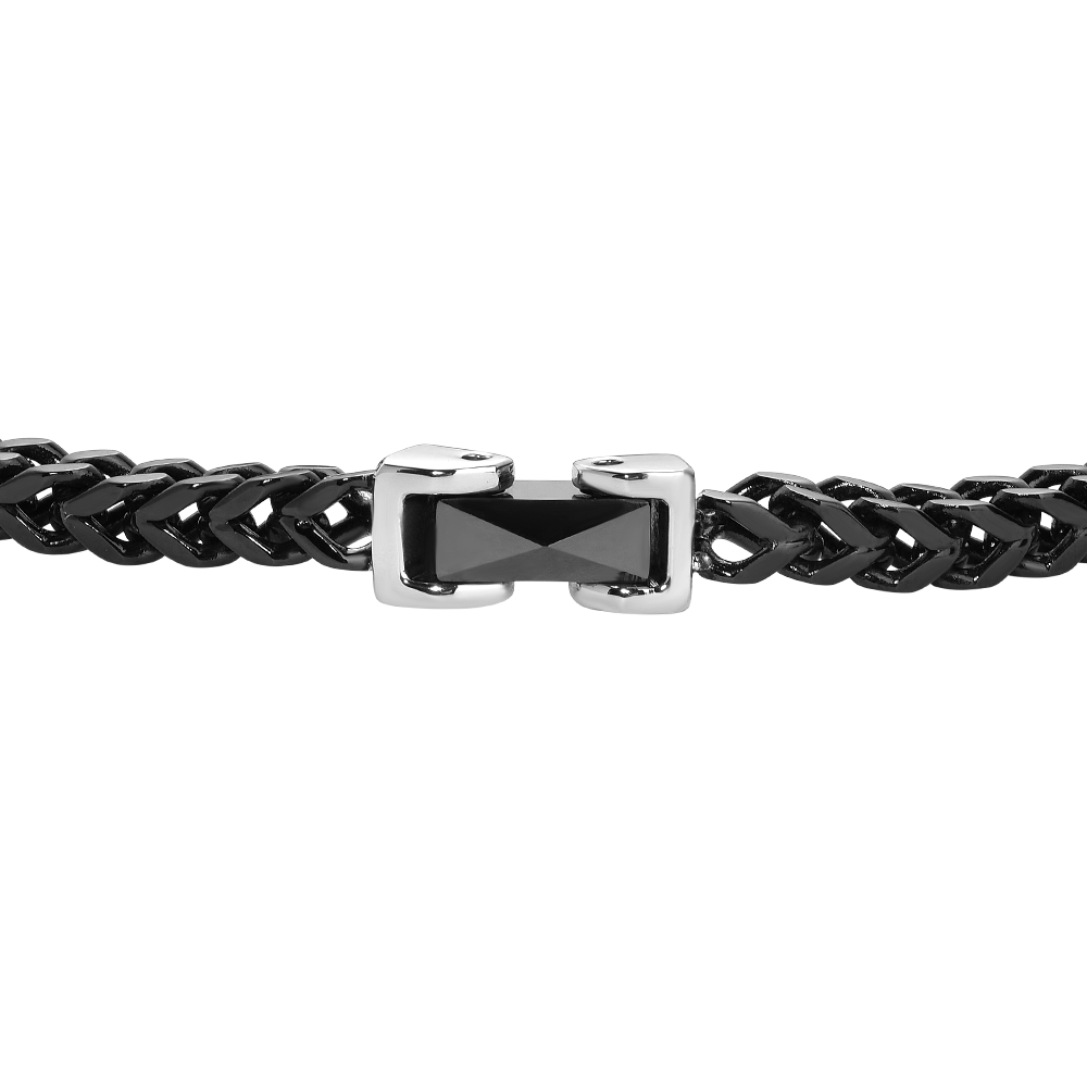BRACCIALE UOMO IN ACCIAIO IP NERO CON ELEMENTO CENTRALE IN CERAMICA NERA