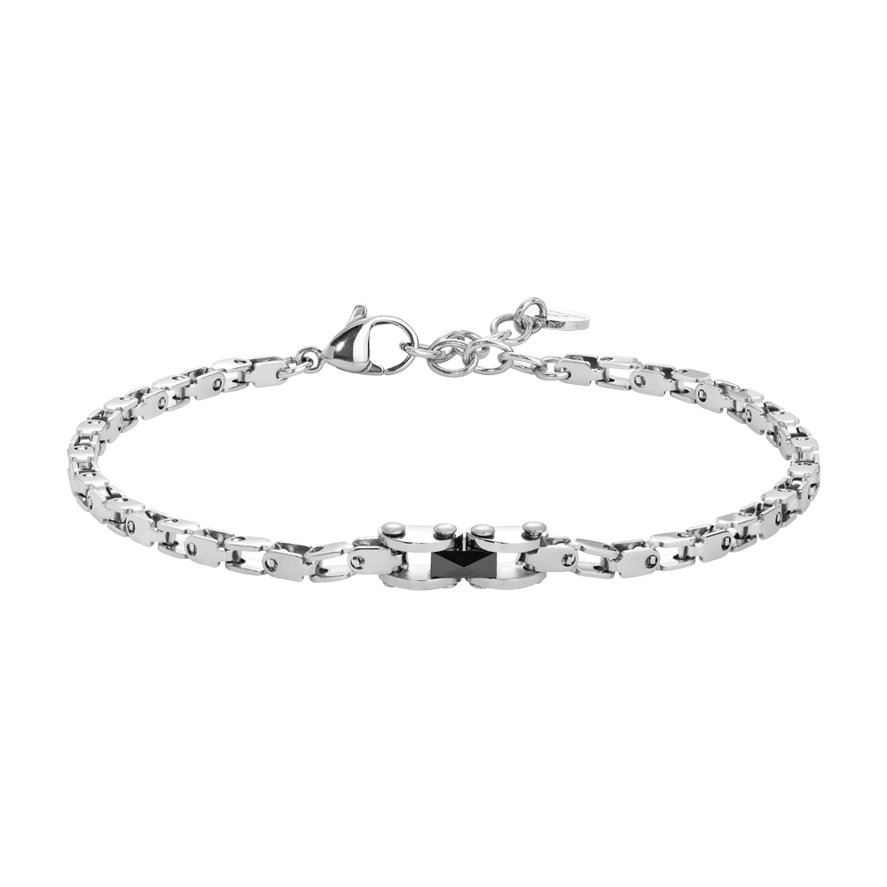BRACCIALE UOMO IN ACCIAIO CON ELEMENTO CENTRALE IN CERAMICA NERA