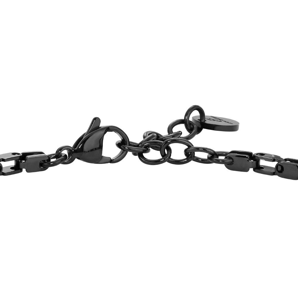 BRACCIALE UOMO IN ACCIAIO IP NERO CON ELEMENTO CENTRALE IN CERAMICA NERA