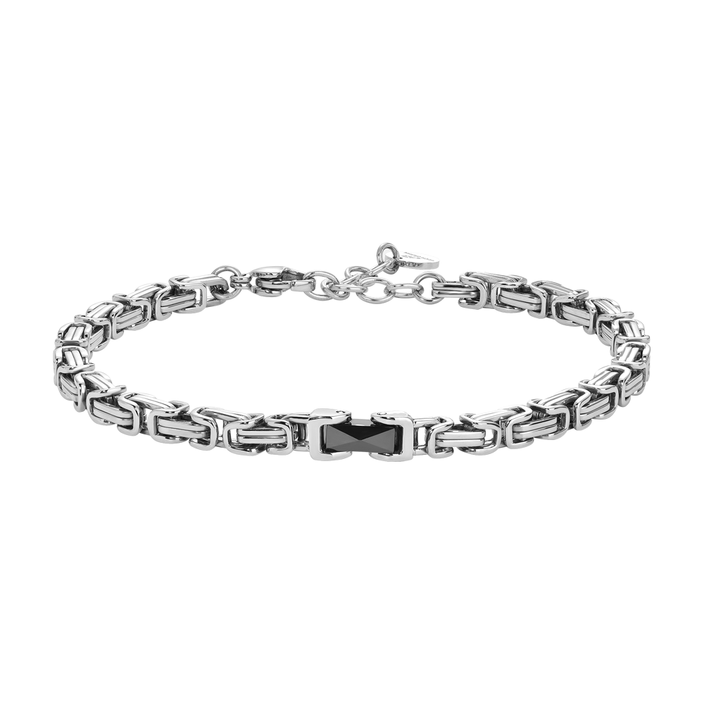 BRACCIALE UOMO IN ACCIAIO CON ELEMENTO CENTRALE IN CERAMICA NERA
