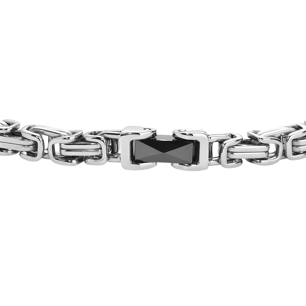 BRACCIALE UOMO IN ACCIAIO CON ELEMENTO CENTRALE IN CERAMICA NERA