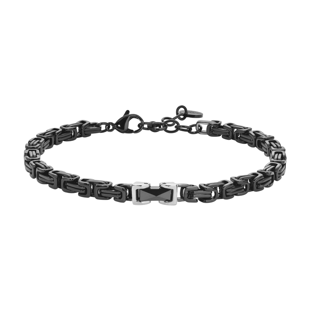 BRACCIALE UOMO IN ACCIAIO IP NERO CON ELEMENTO CENTRALE IN CERAMICA NERA