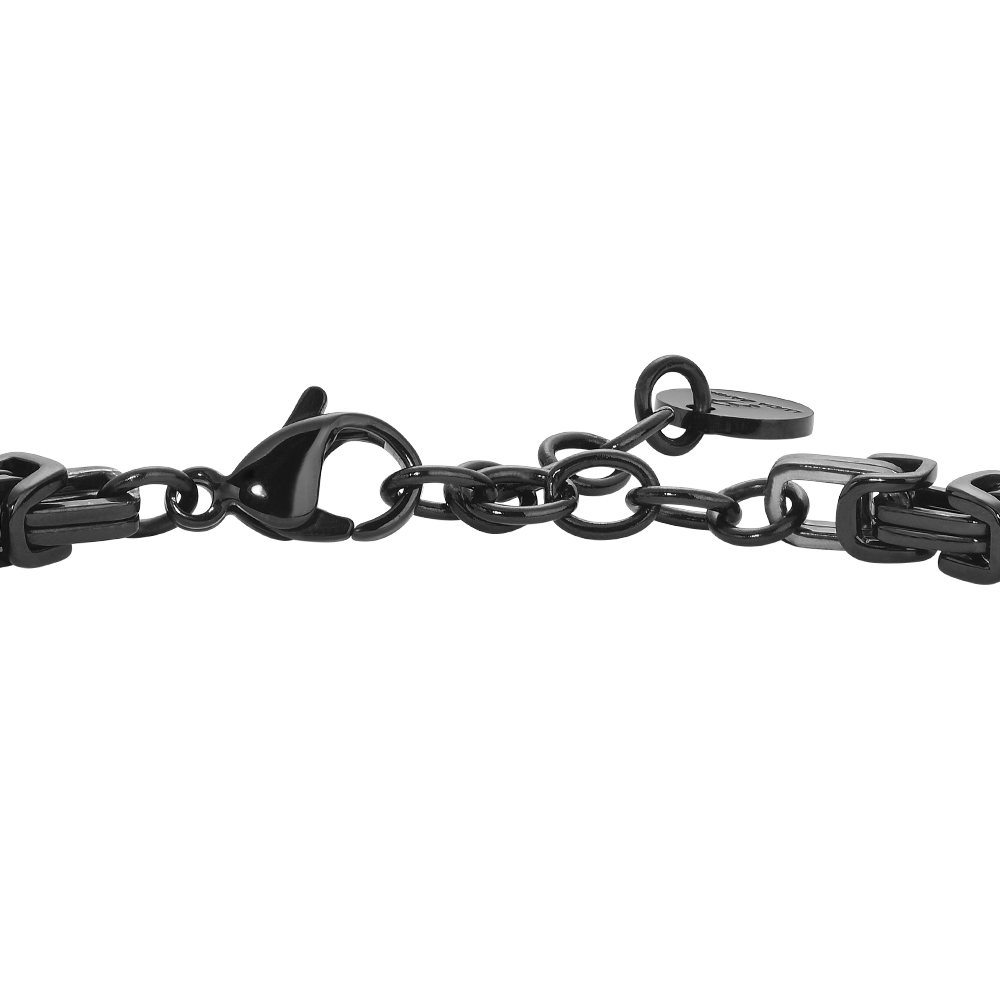 BRACCIALE UOMO IN ACCIAIO IP NERO CON ELEMENTO CENTRALE IN CERAMICA NERA