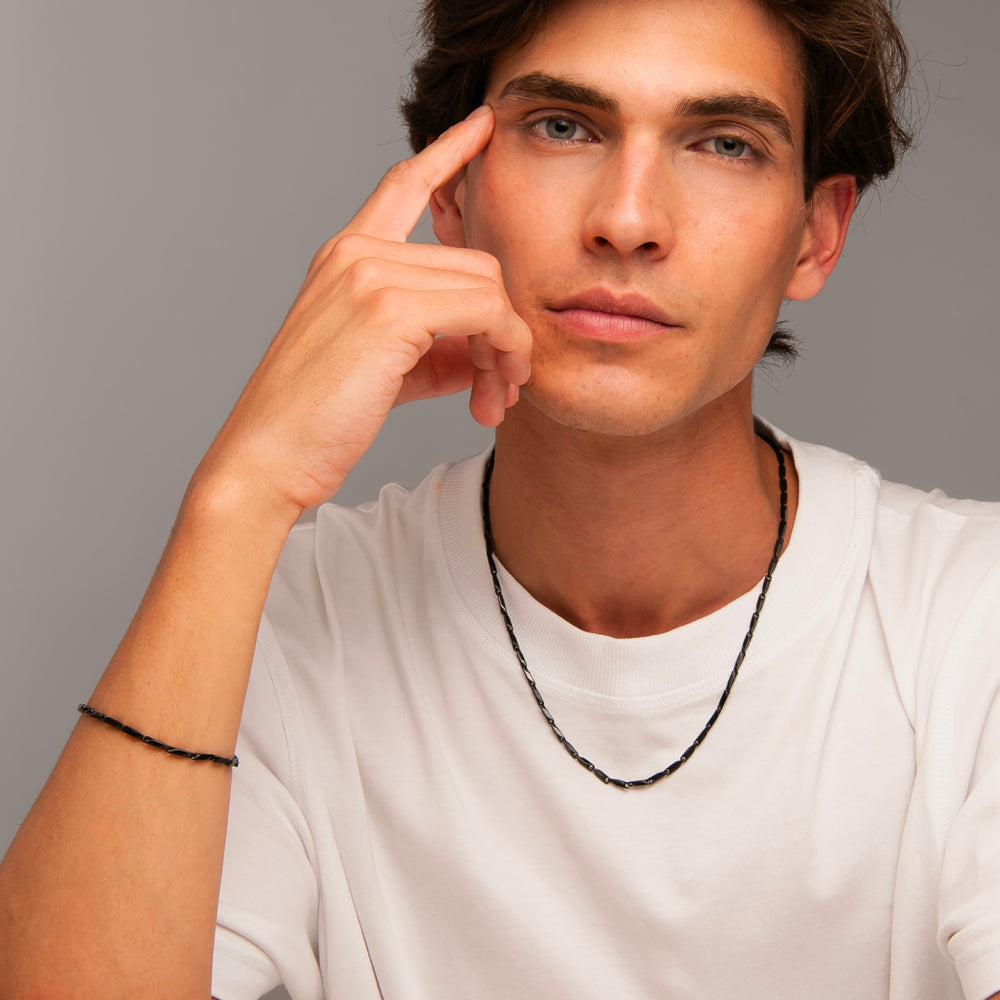 BRACCIALE UOMO IN ACCIAIO IP NERO