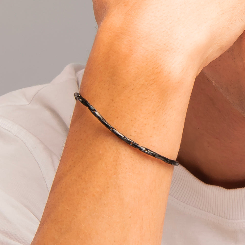 BRACCIALE UOMO IN ACCIAIO IP NERO