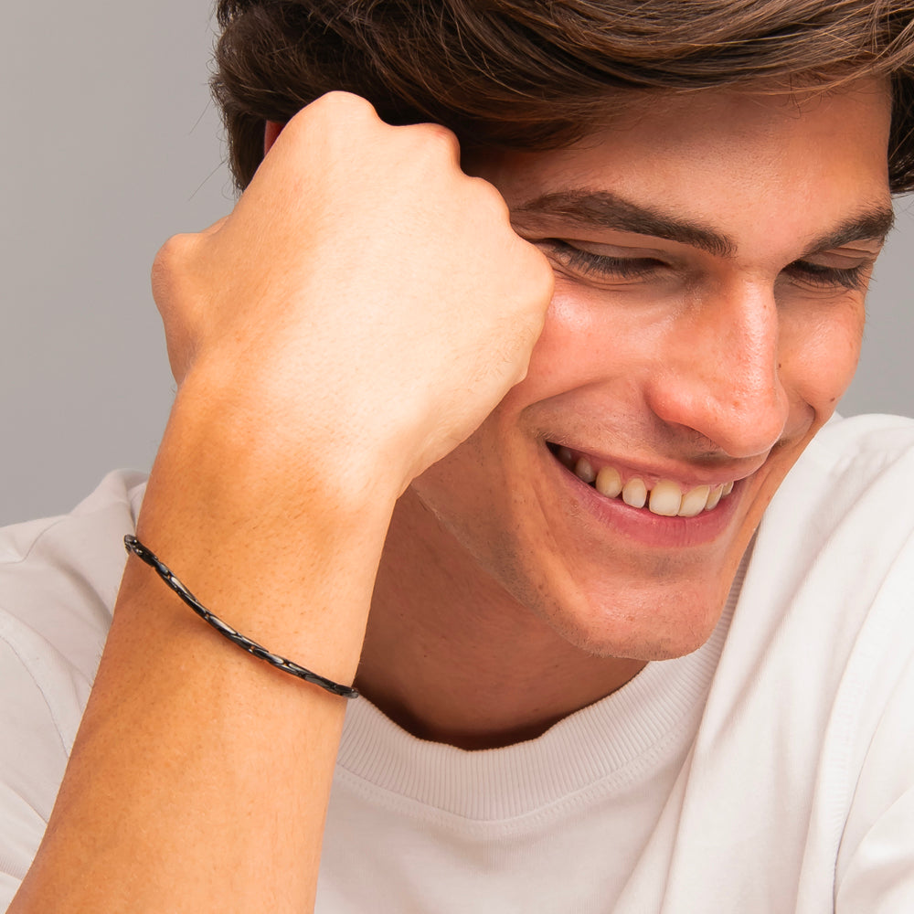 BRACCIALE UOMO IN ACCIAIO IP NERO