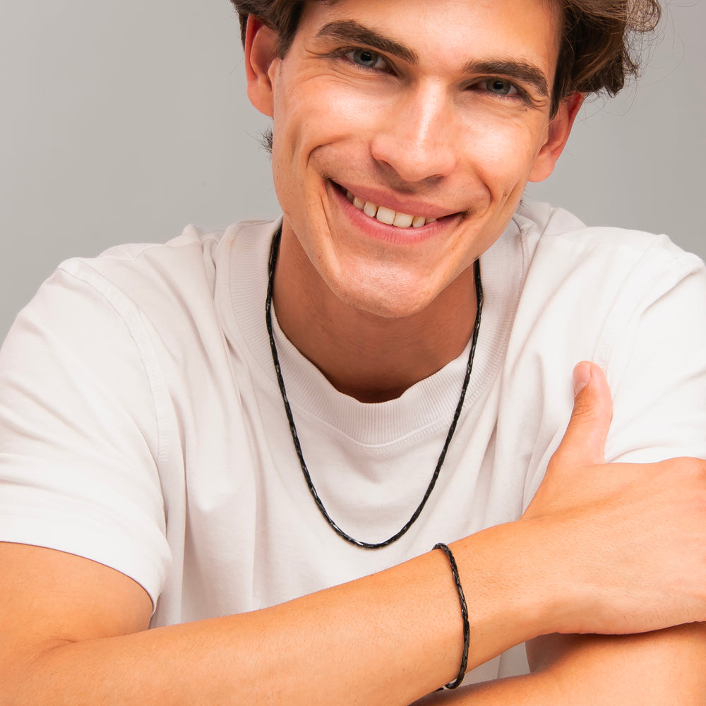 BRACCIALE UOMO IN ACCIAIO IP NERO