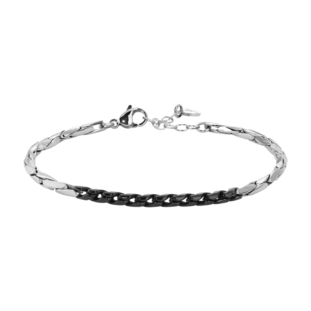 BRACCIALE UOMO IN ACCIAIO CON ELEMENTI CENTRALI IP NERO