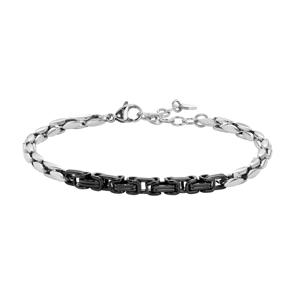 BRACCIALE UOMO IN ACCIAIO CON ELEMENTI CENTRALI IN IP NERO