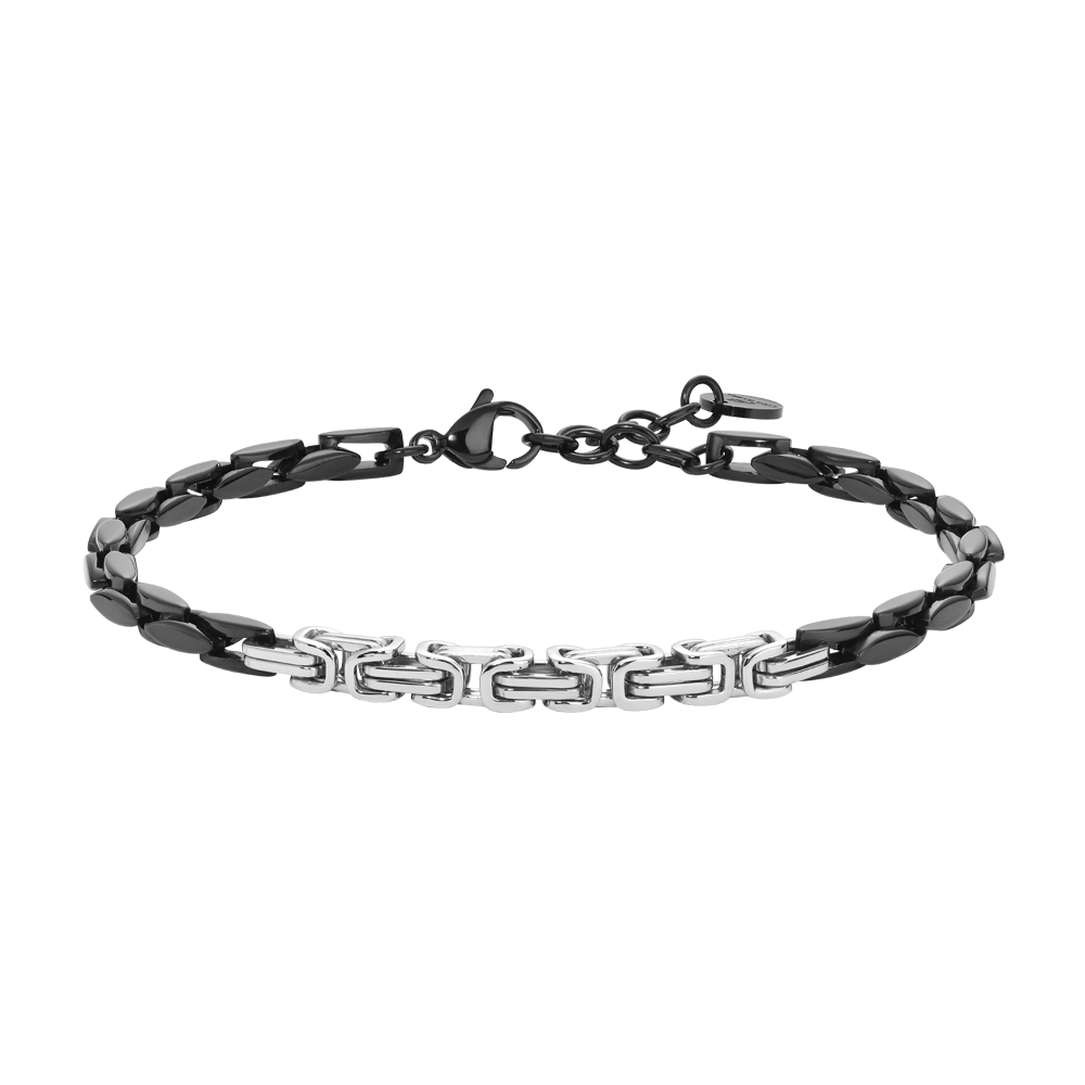 BRACCIALE UOMO IN ACCIAIO IP NERO CON ELEMENTI IN ACCIAIO