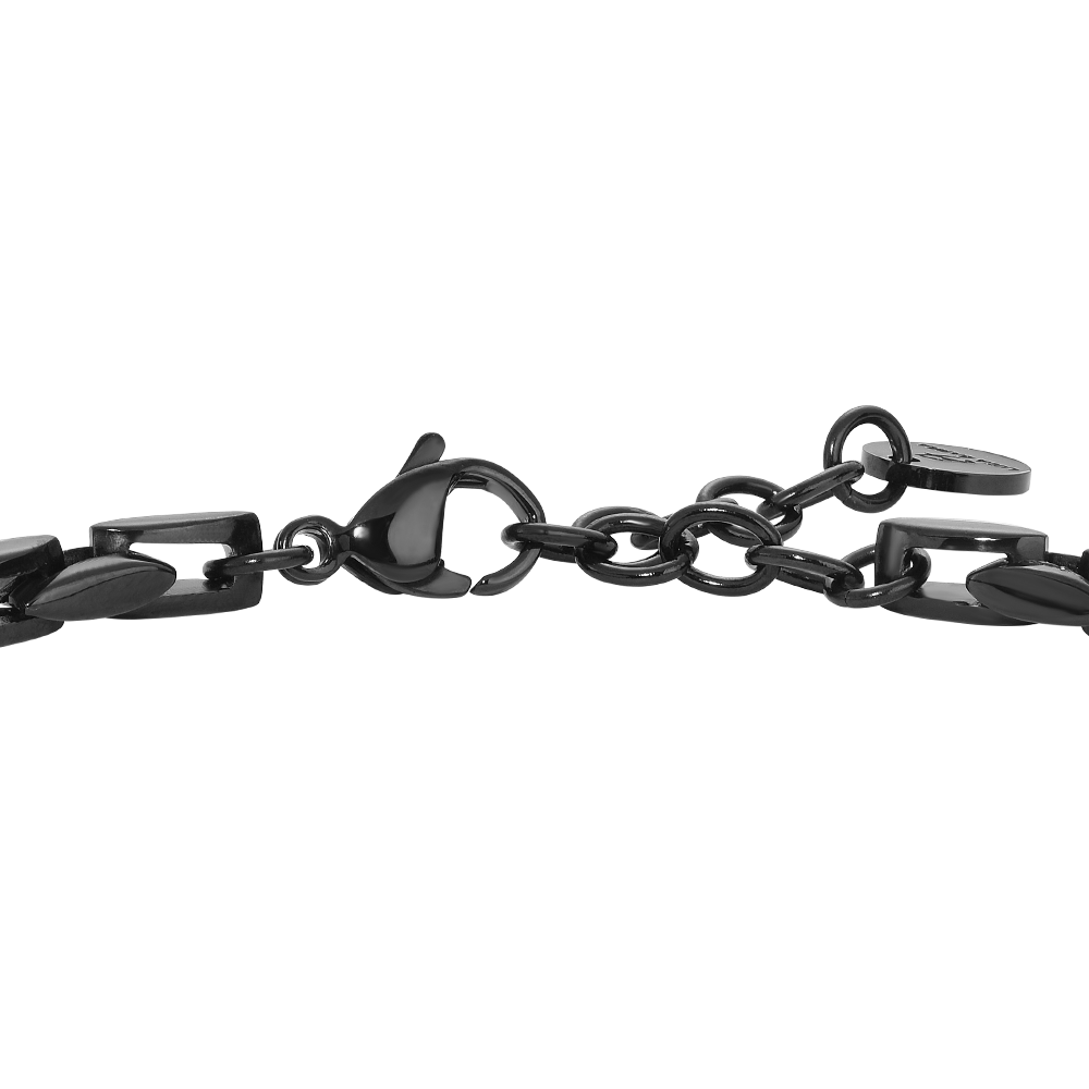 BRACCIALE UOMO IN ACCIAIO IP NERO CON ELEMENTI IN ACCIAIO