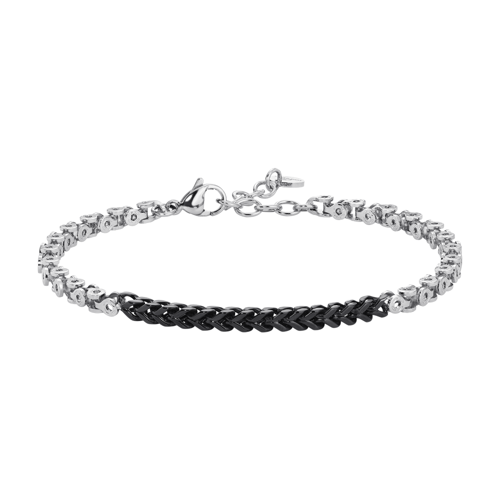 BRACCIALE UOMO IN ACCIAIO CON ELEMENTI CENTRALI IN IP NERO