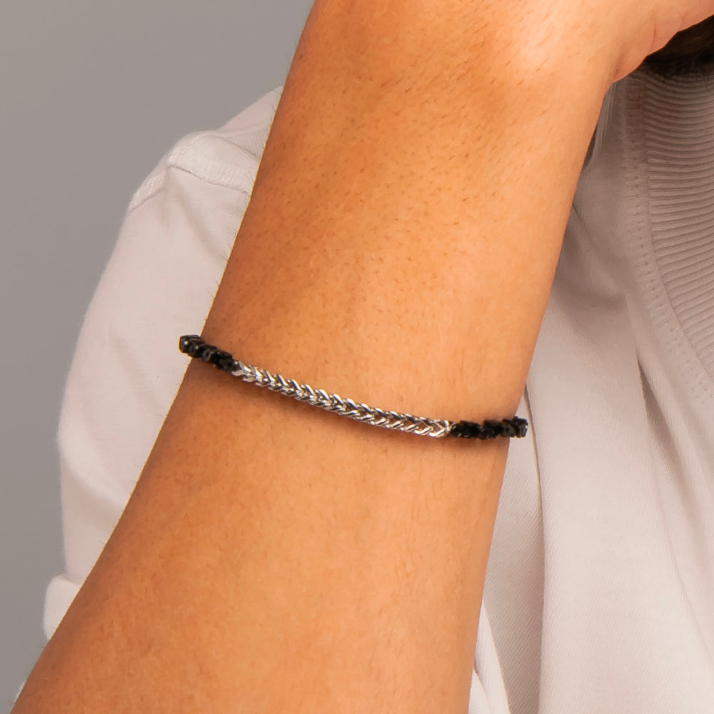 BRACCIALE UOMO IN ACCIAIO IP NERO CON ELEMENTI CENTRALI IN ACCIAIO