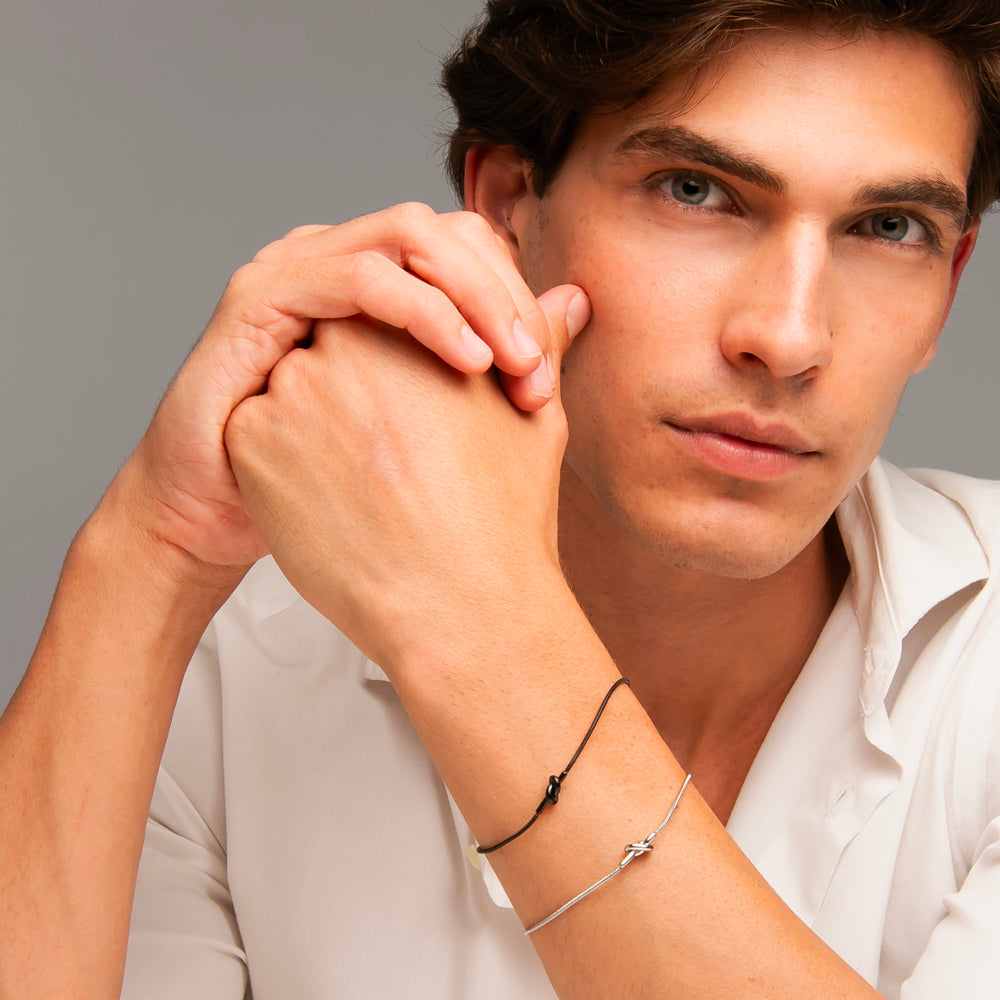 BRACCIALE UOMO IN ACCIAIO IP NERO CON NODO