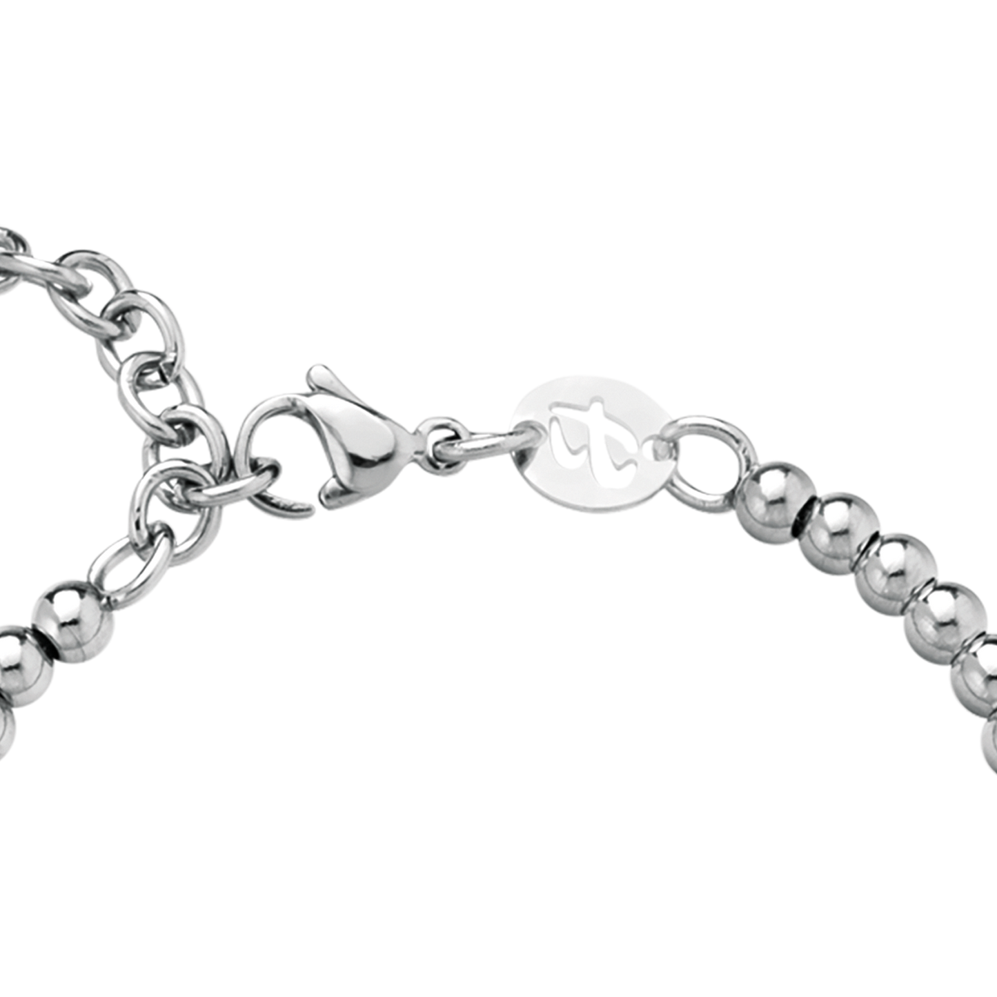 BRACCIALE DONNA IN ACCIAIO PALLINATO CON LETTERA D