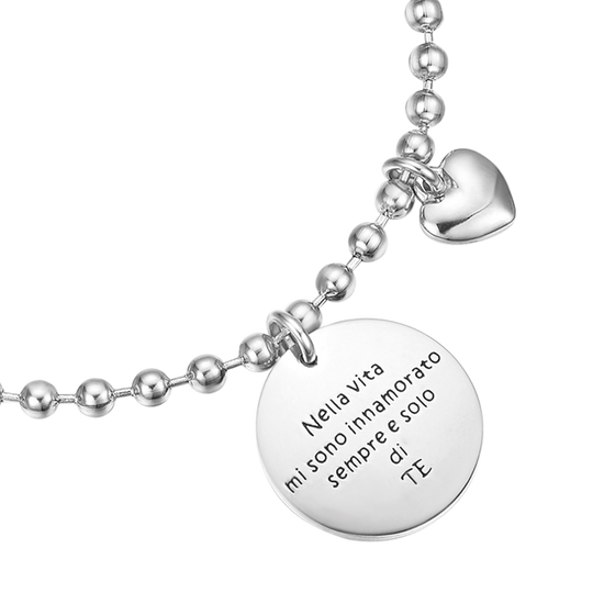 BRACCIALE IN ACC. CON CIONDOLO NELLA VITA MI SONO INNAMORATO SEMPRE E SOLO DI TE