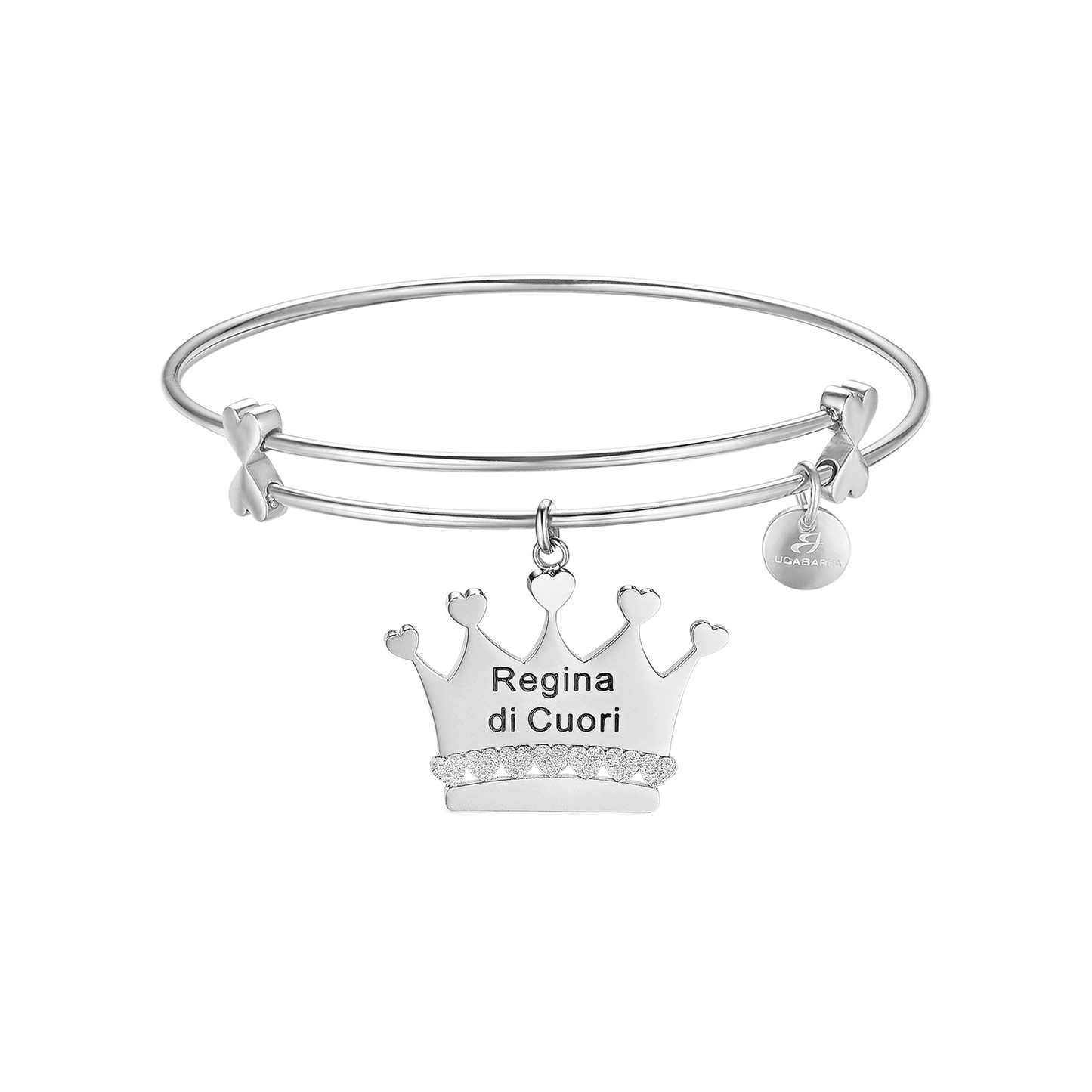 BRACCIALE IN ACCIAIO CON CORONA E SCRITTA "REGINA DI CUORI" Luca Barra