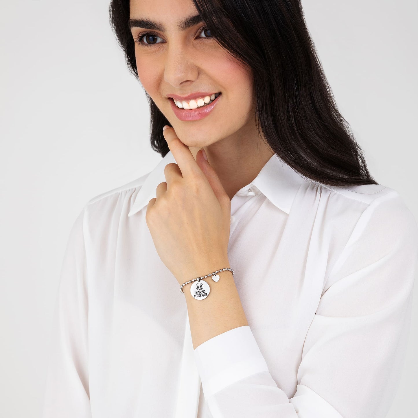 BRACCIALE DONNA IN ACCIAIO CON FRASE MI FACCIO DESIDERARE