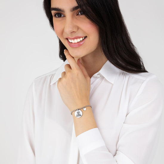 BRACCIALE DONNA IN ACCIAIO CON FRASE MI FACCIO DESIDERARE