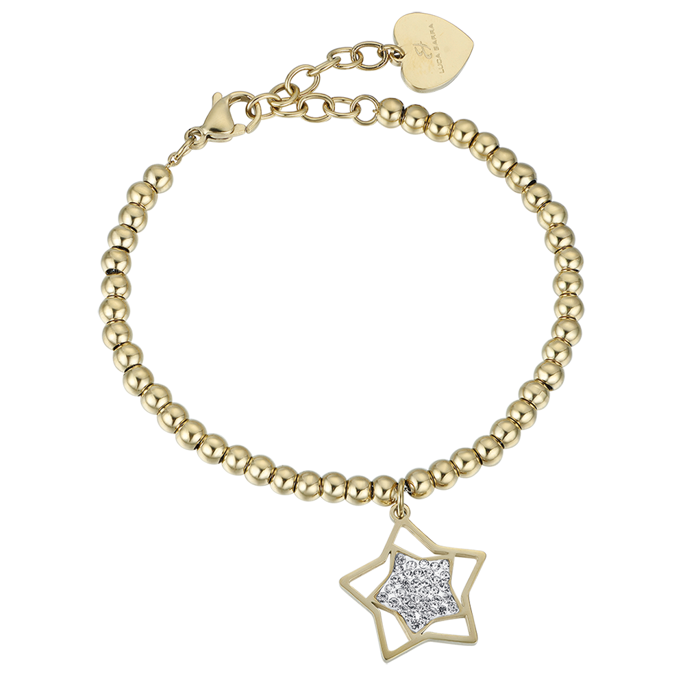 BRACCIALE DONNA IN ACCIAIO IP GOLD CON STELLA CON CRISTALLI BIANCHI Luca Barra