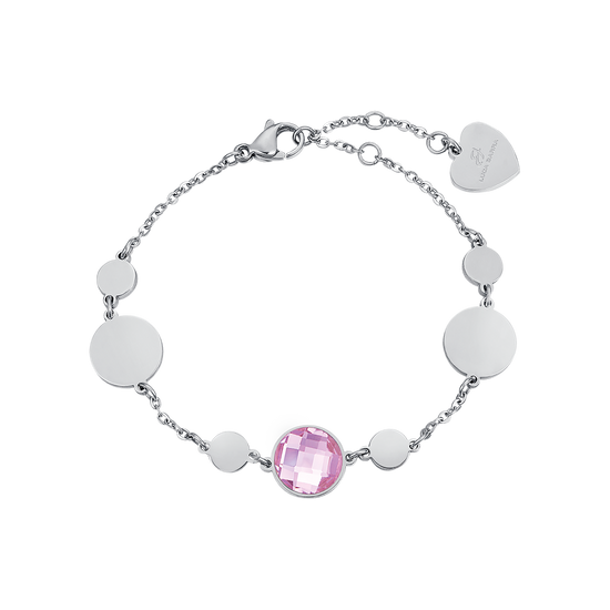 BRACCIALE IN ACCIAIO CON PIETRE ROSA Luca Barra