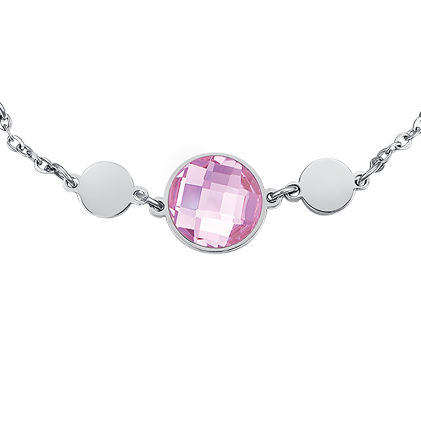 BRACCIALE IN ACCIAIO CON PIETRE ROSA