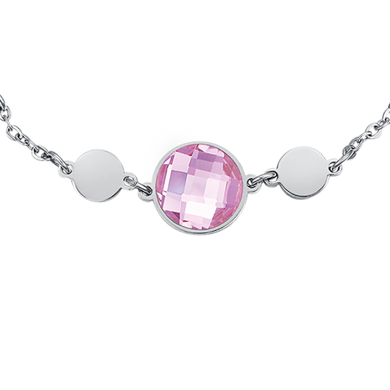 BRACCIALE IN ACCIAIO CON PIETRE ROSA