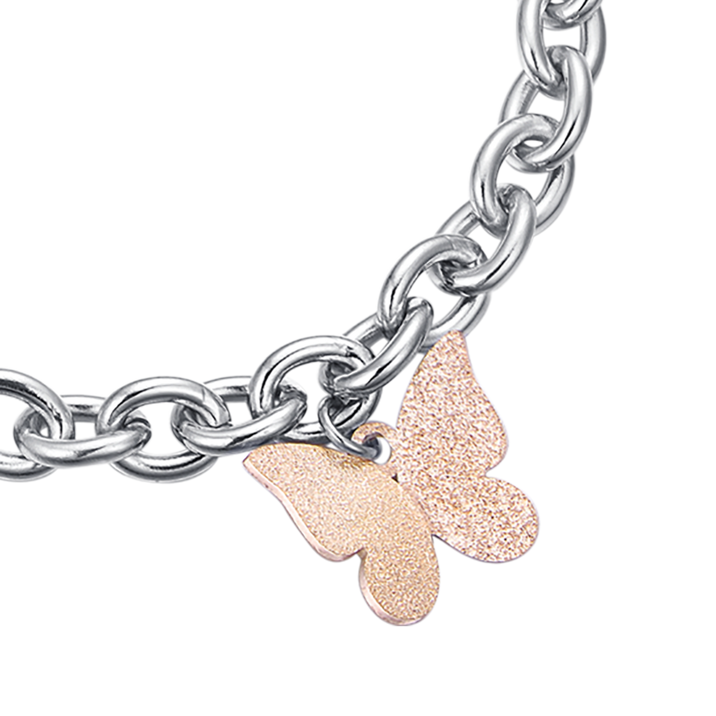 BRACCIALE IN ACCIAIO CON FARFALLA IP ROSE Luca Barra