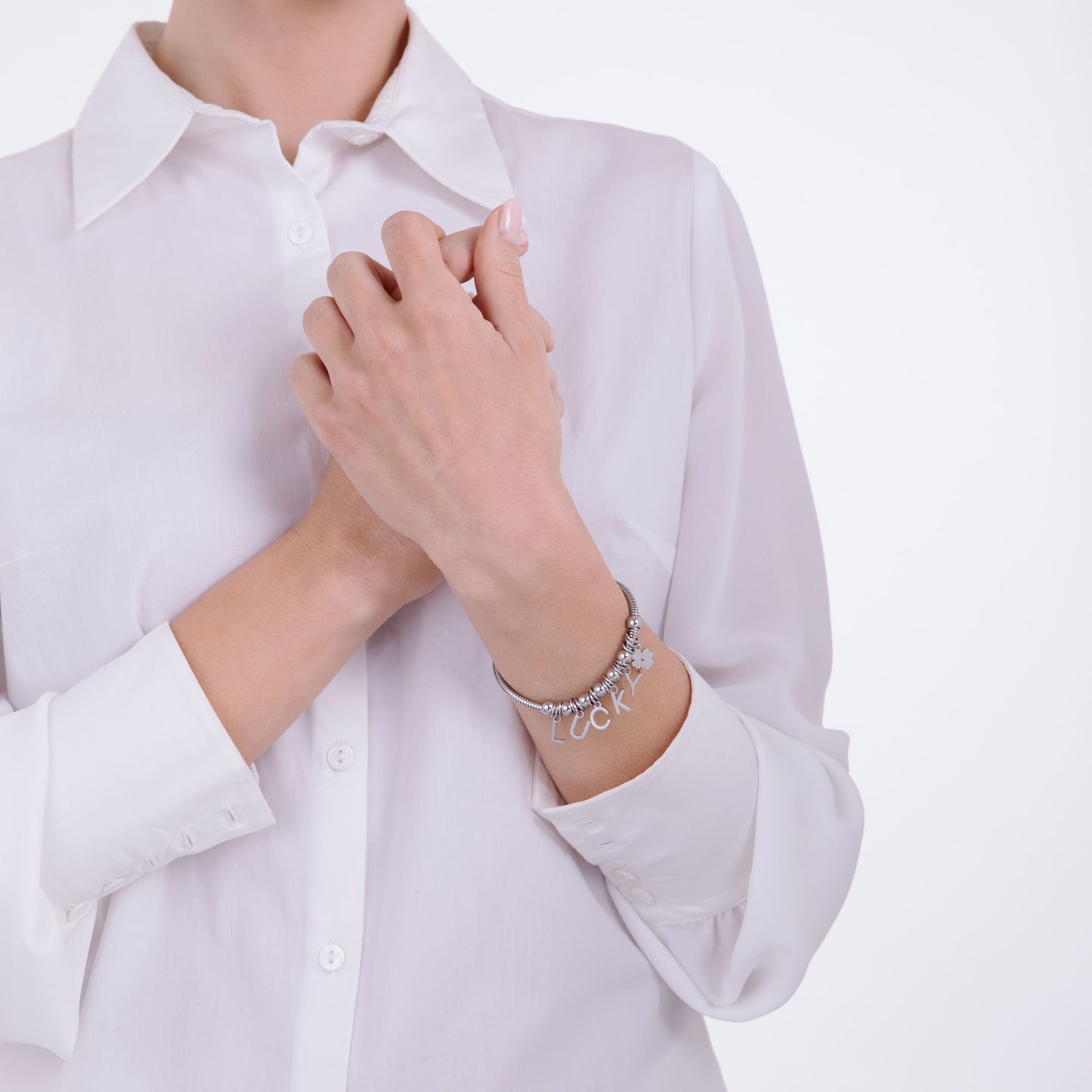 BRACCIALE IN ACCIAIO CON CHARMS LUCKY