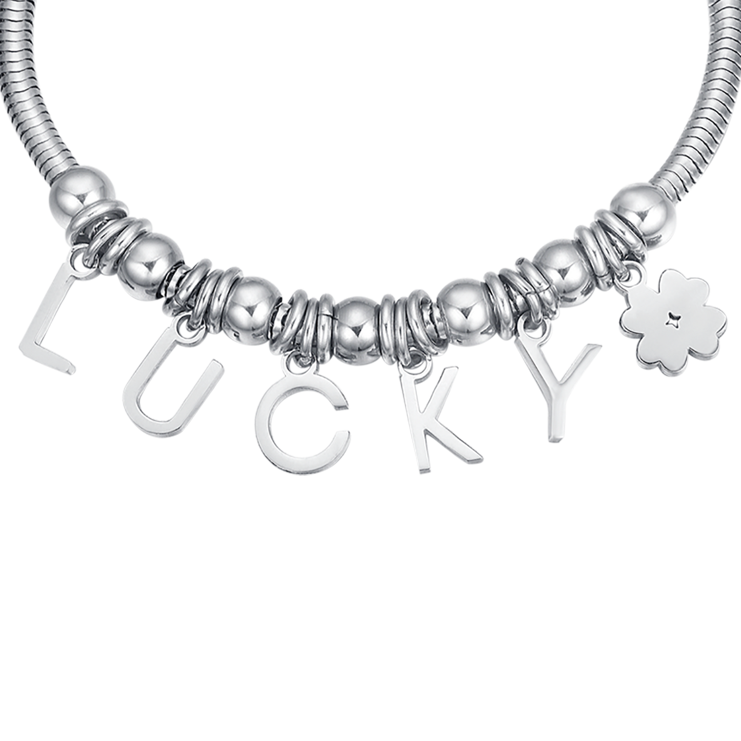 BRACCIALE IN ACCIAIO CON CHARMS LUCKY