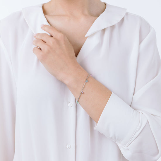 BRACCIALE DONNA IN ACCIAIO CON CRISTALLI MULTICOLOR