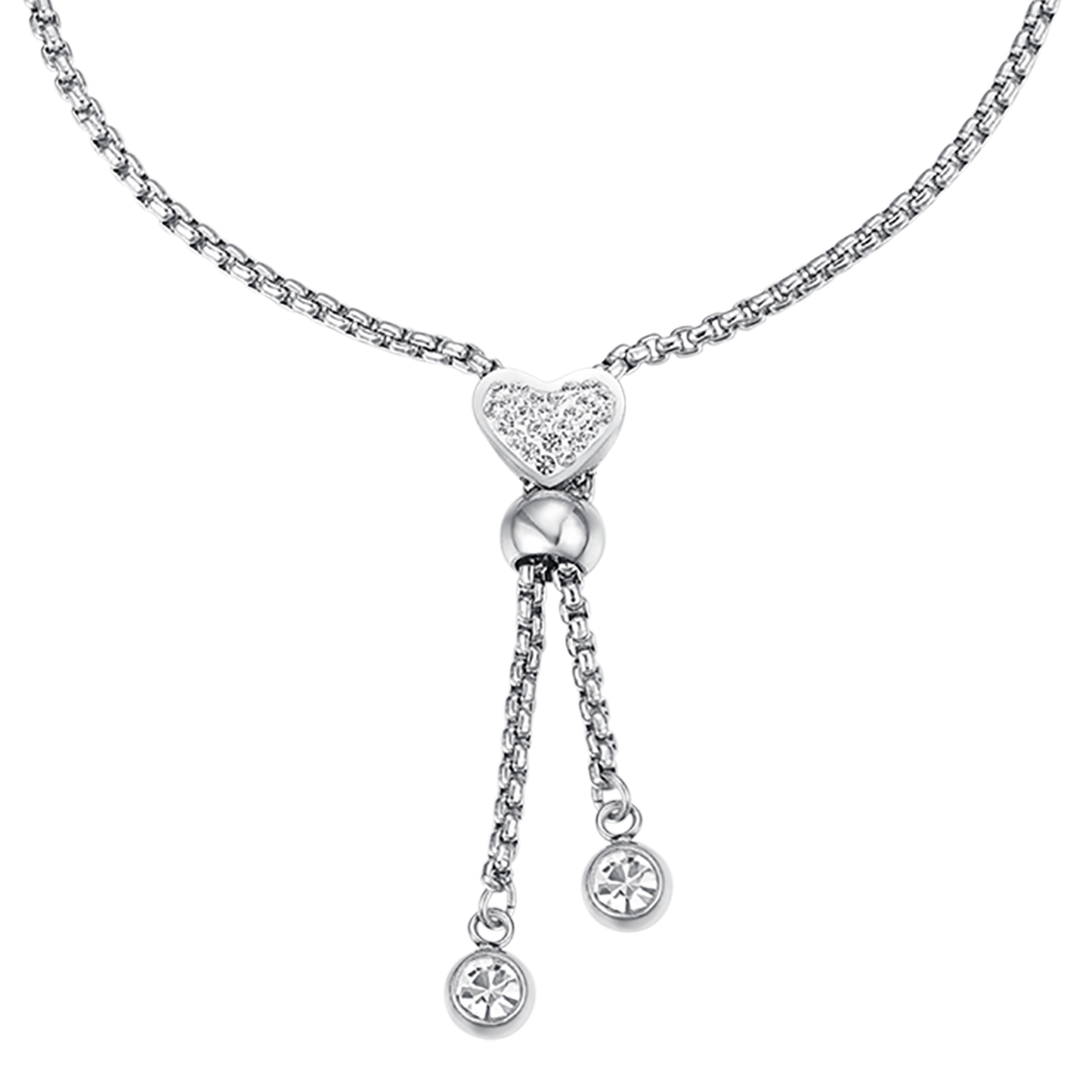BRACCIALE IN ACCIAIO CON CUORE CON CRISTALLI BIANCHI