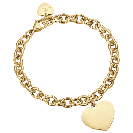 BRACCIALE DONNA PERSONALIZZATO IN ACCIAIO DORATO CON CUORE MAGLIA CATENA Luca Barra