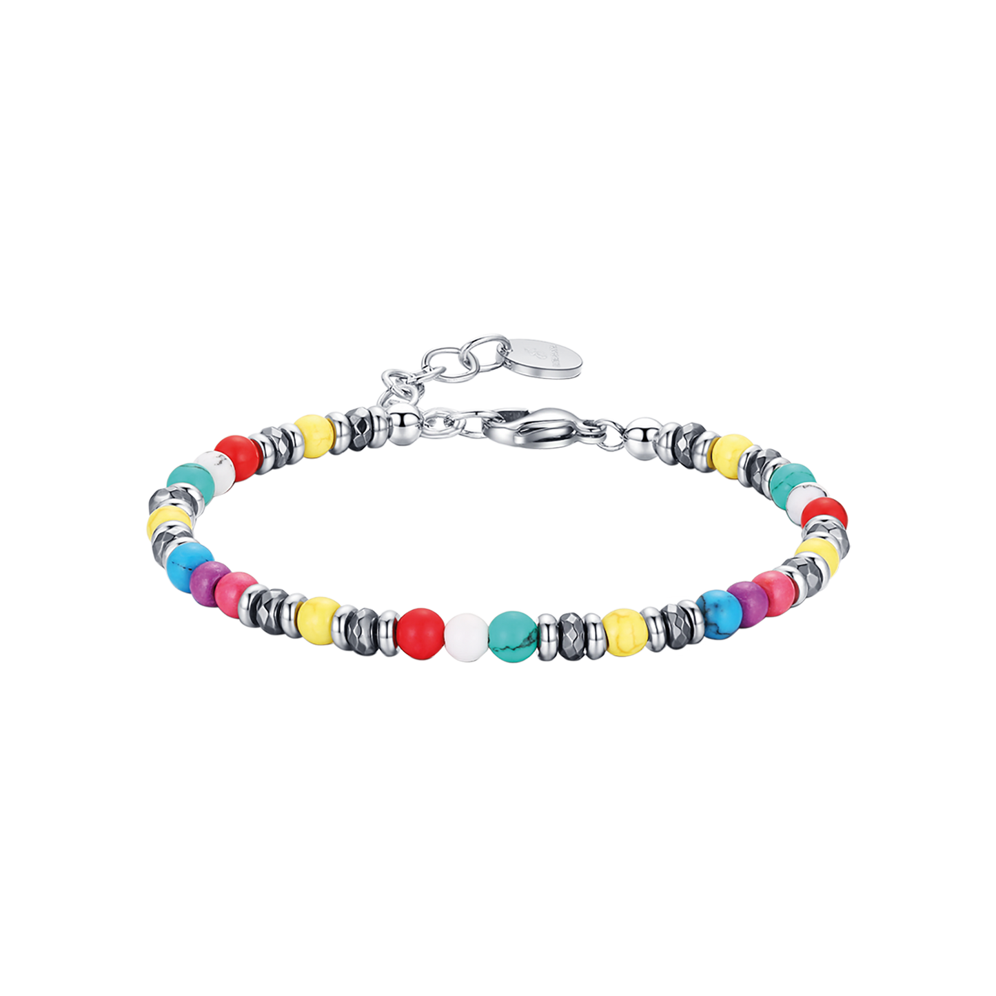 BRACCIALE IN ACCIAIO CON PIETRE MULTICOLOR