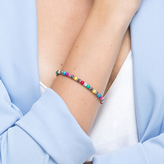 BRACCIALE IN ACCIAIO CON PIETRE MULTICOLOR