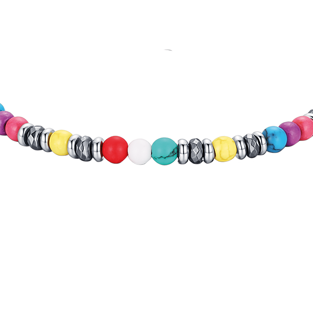 BRACCIALE IN ACCIAIO CON PIETRE MULTICOLOR