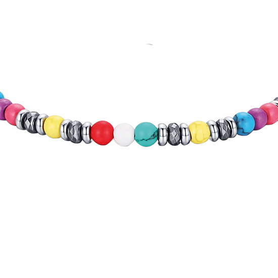 BRACCIALE IN ACCIAIO CON PIETRE MULTICOLOR